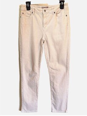 Chico’s Fabulously Slimming Ankle Pants Size 0 Striped Beige Stretch US 4 Small